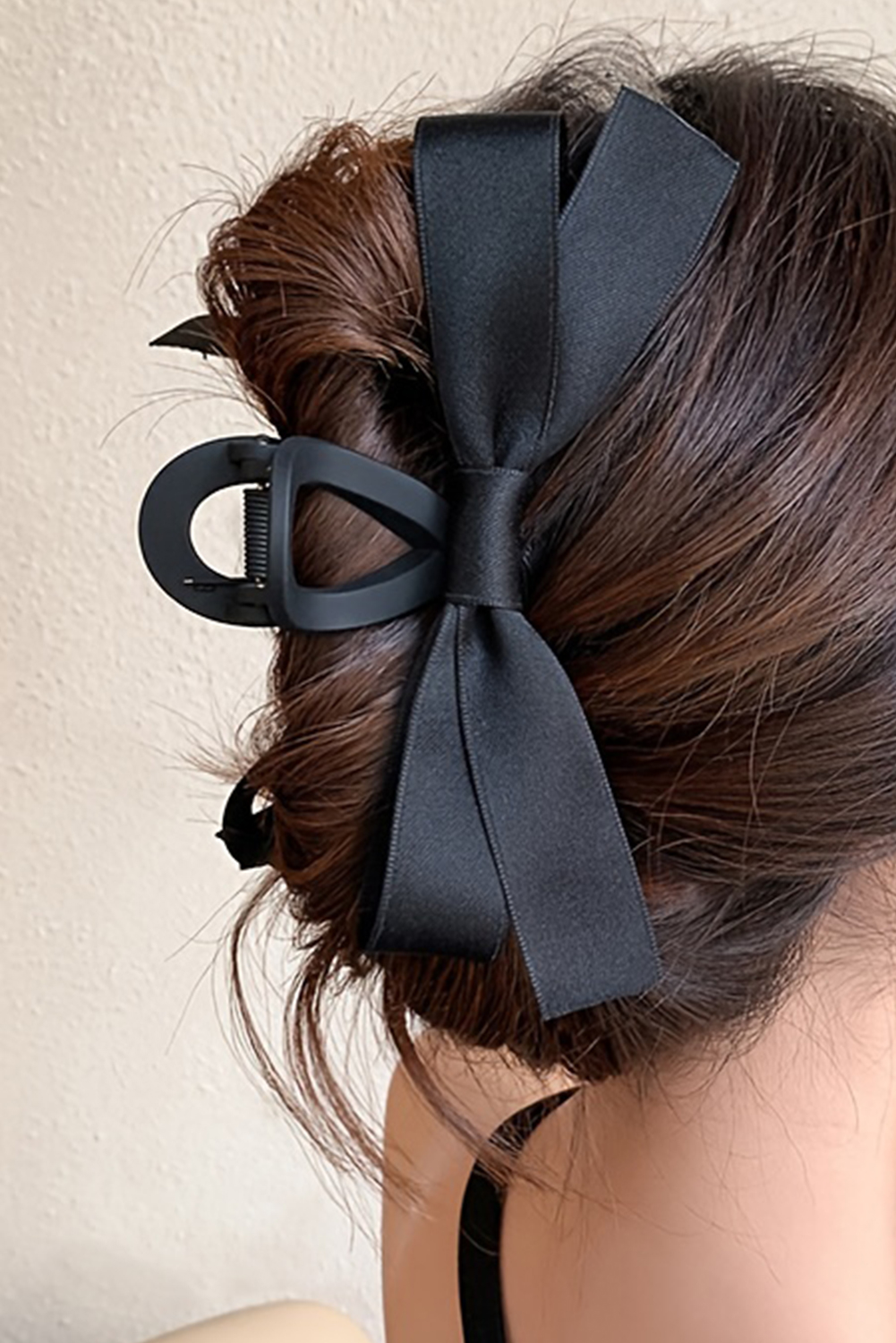 Shewin Dropshipping Black Solid Color Ribbon BOW Decor HAIR Clip